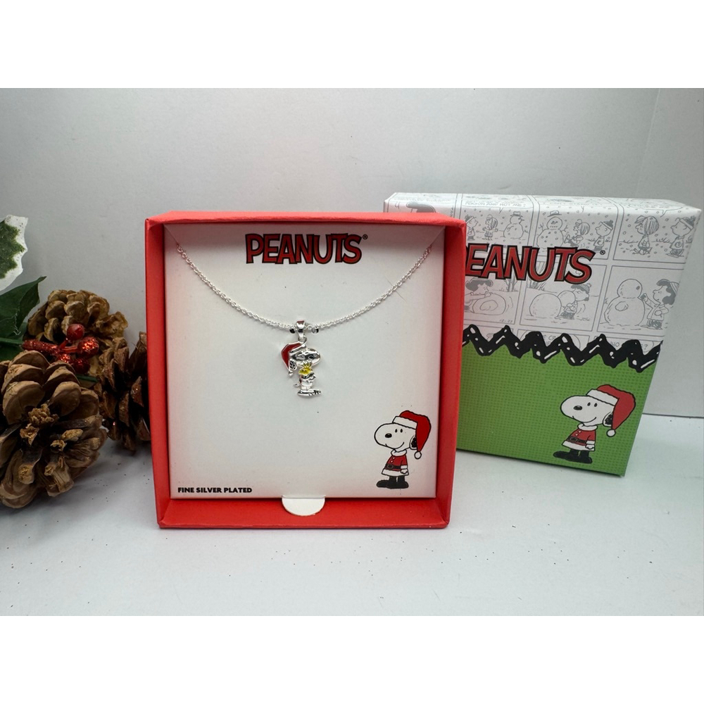Peanuts Snoopy & Woodstock Santa Necklace